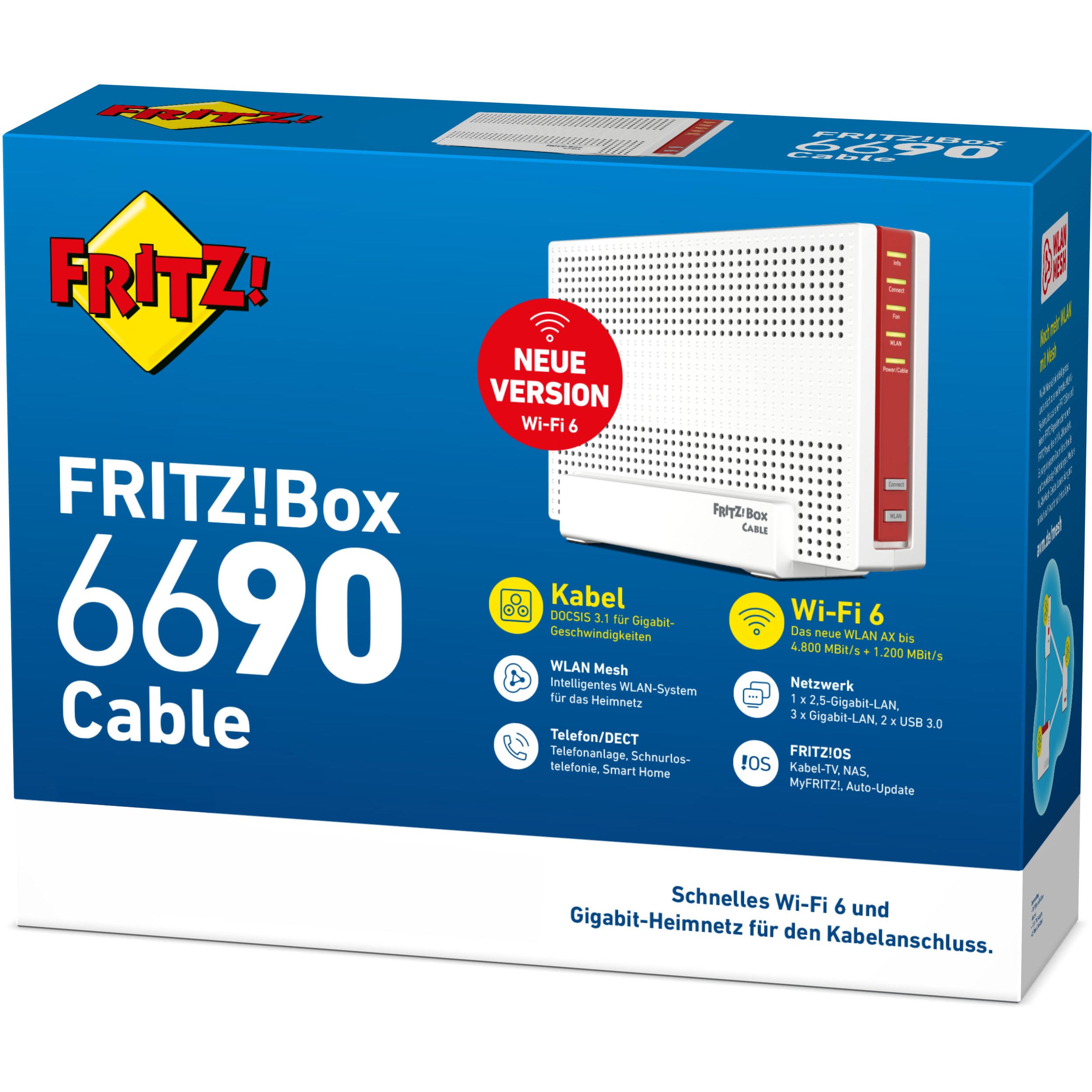 AVM FRITZ Box 6690 Cable WLAN-Router Gigabit Ethernet Dual-Band (2,4 GHz/5 GHz) Weiß