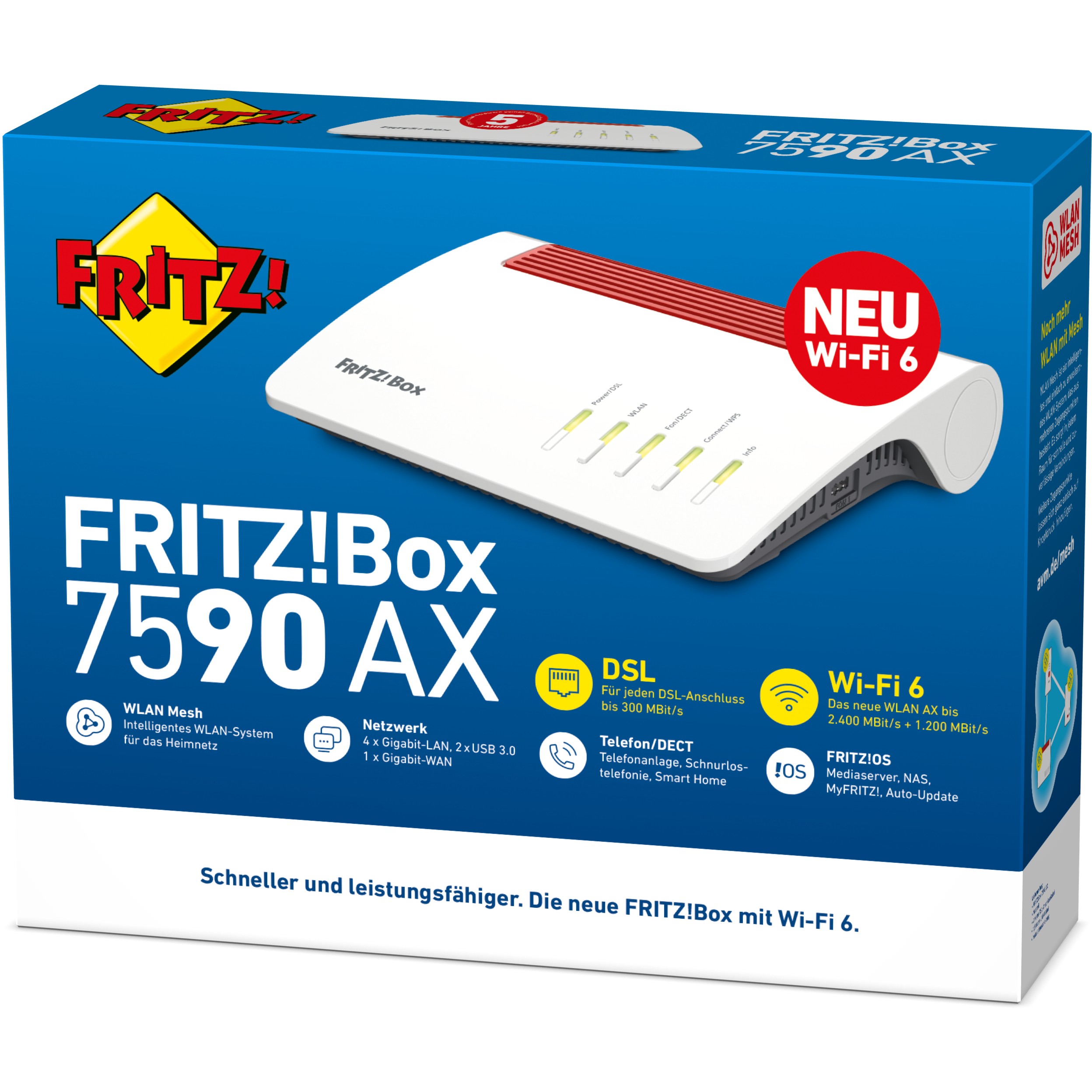 FRITZ!Box 7590 AX WLAN-Router Gigabit Ethernet Dual-Band (2,4 GHz/5 GHz) Weiß