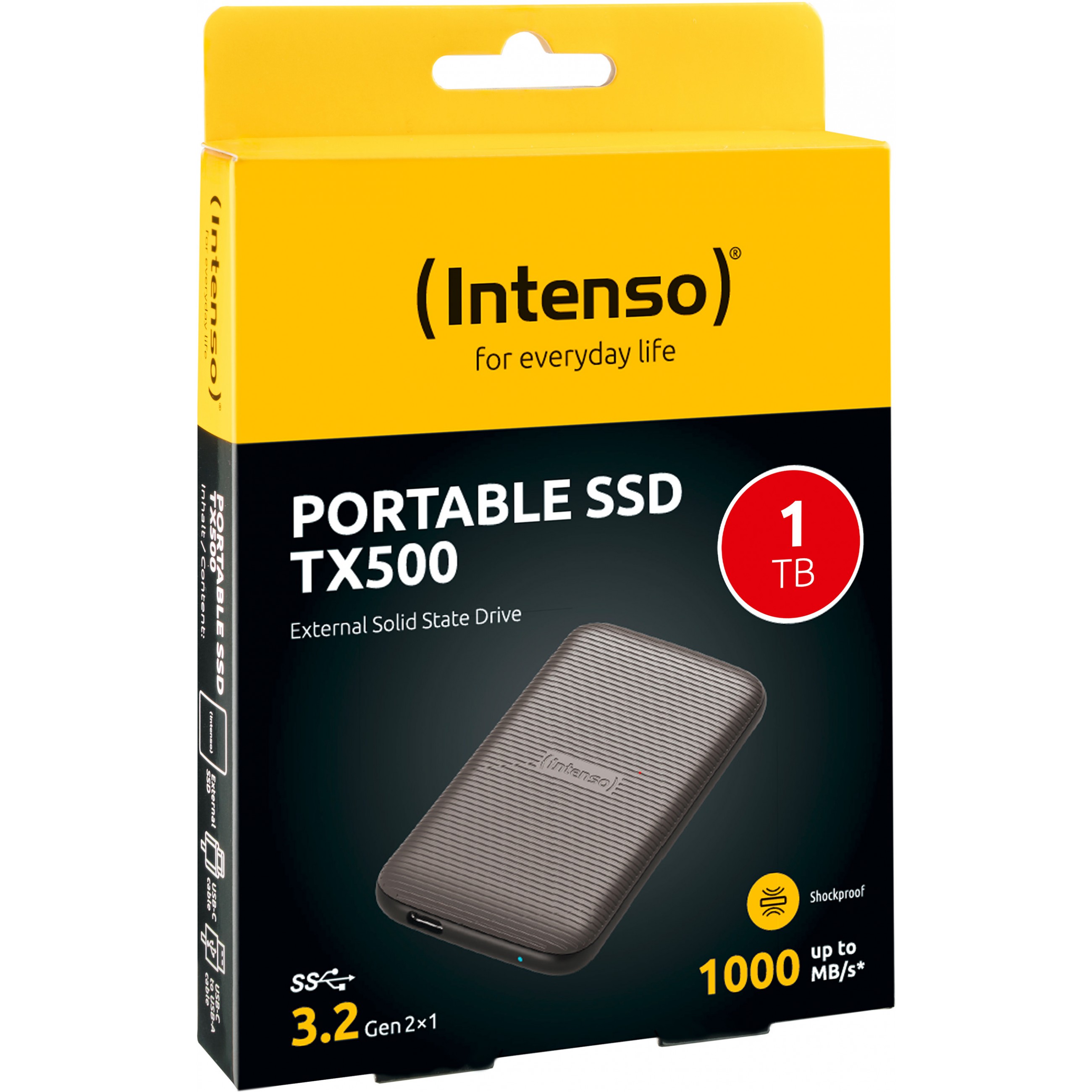 1TB Intenso TX500 Portable USB 3.2 Black