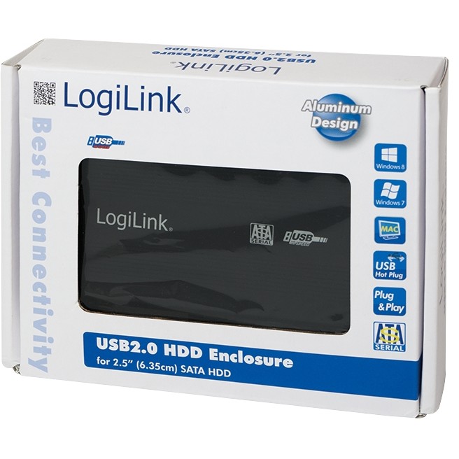 LogiLink UA0041B Speicherlaufwerksgehäuse Schwarz 2.5 Zoll USB
