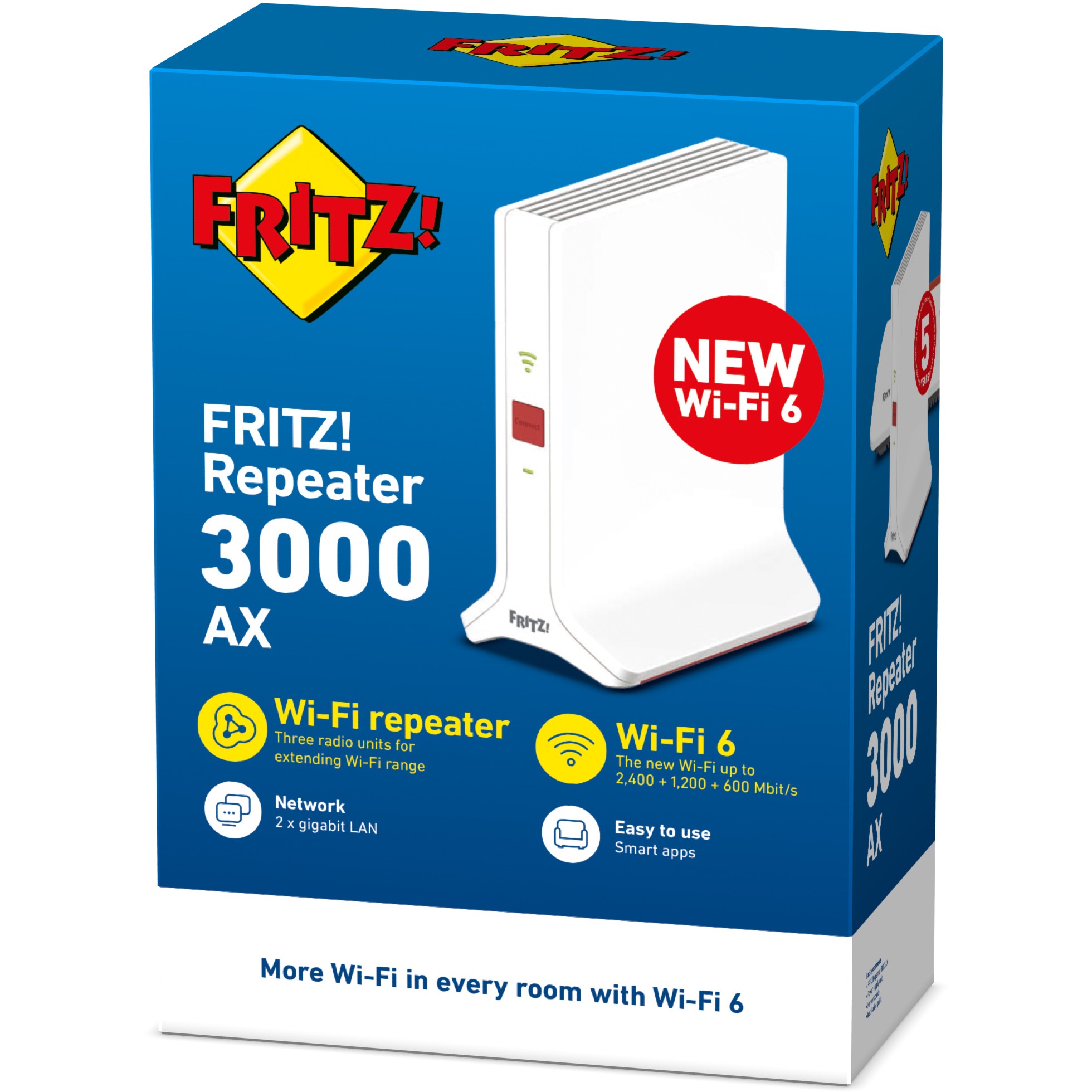 FRITZ!Repeater 3000 AX WLAN-Router Gigabit Ethernet Tri-Band (2,4 GHz / 5 GHz / 5 GHz) Weiß