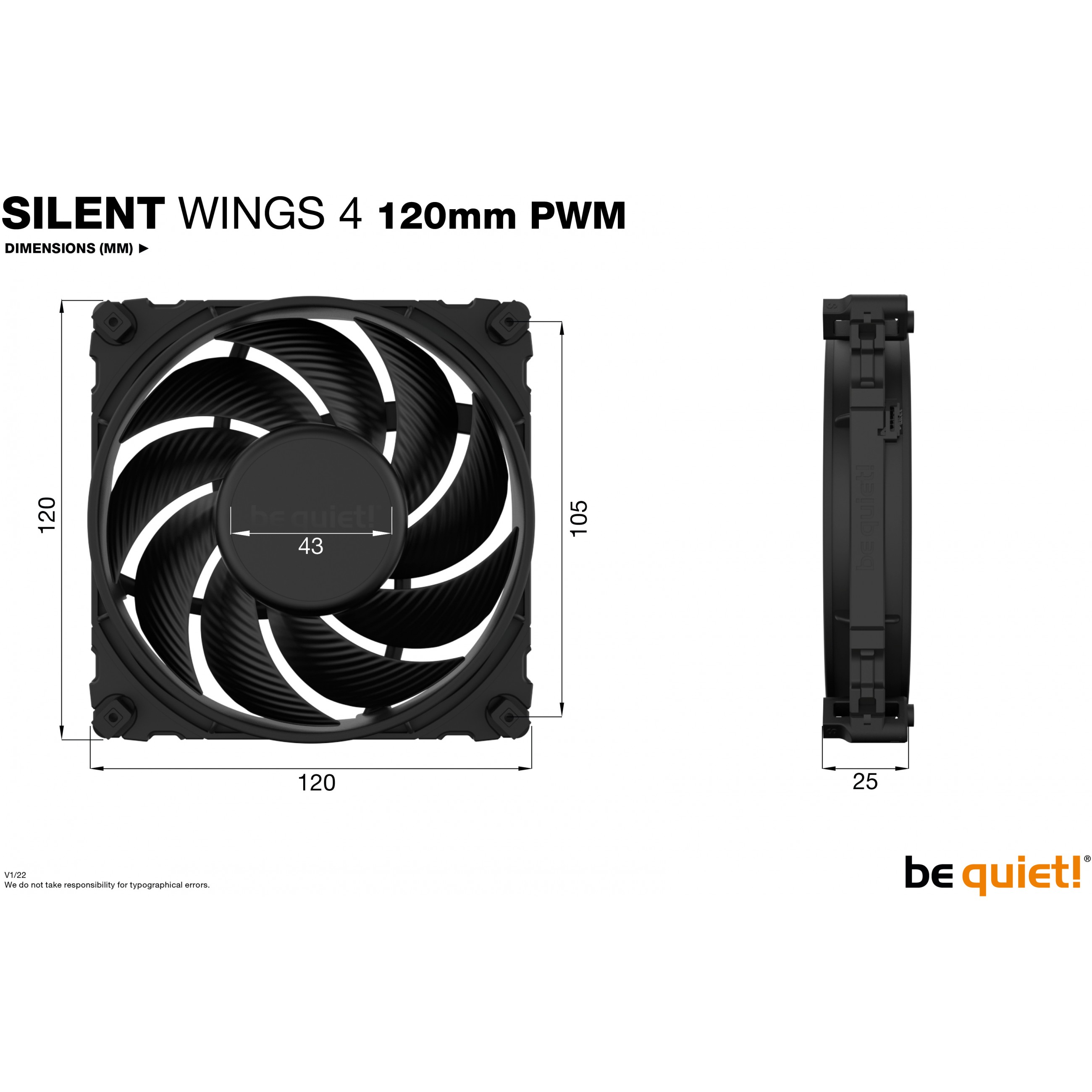 be quiet! SILENT WINGS 4 | 120mm PWM Computergehäuse Ventilator 12 cm Schwarz 1 Stück(e)