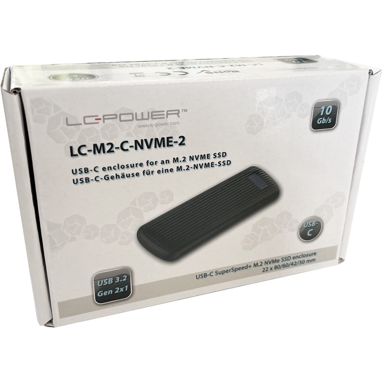 LC-Power LC-M2-C-NVME-2 Speicherlaufwerksgehäuse SSD-Gehäuse Schwarz M.2