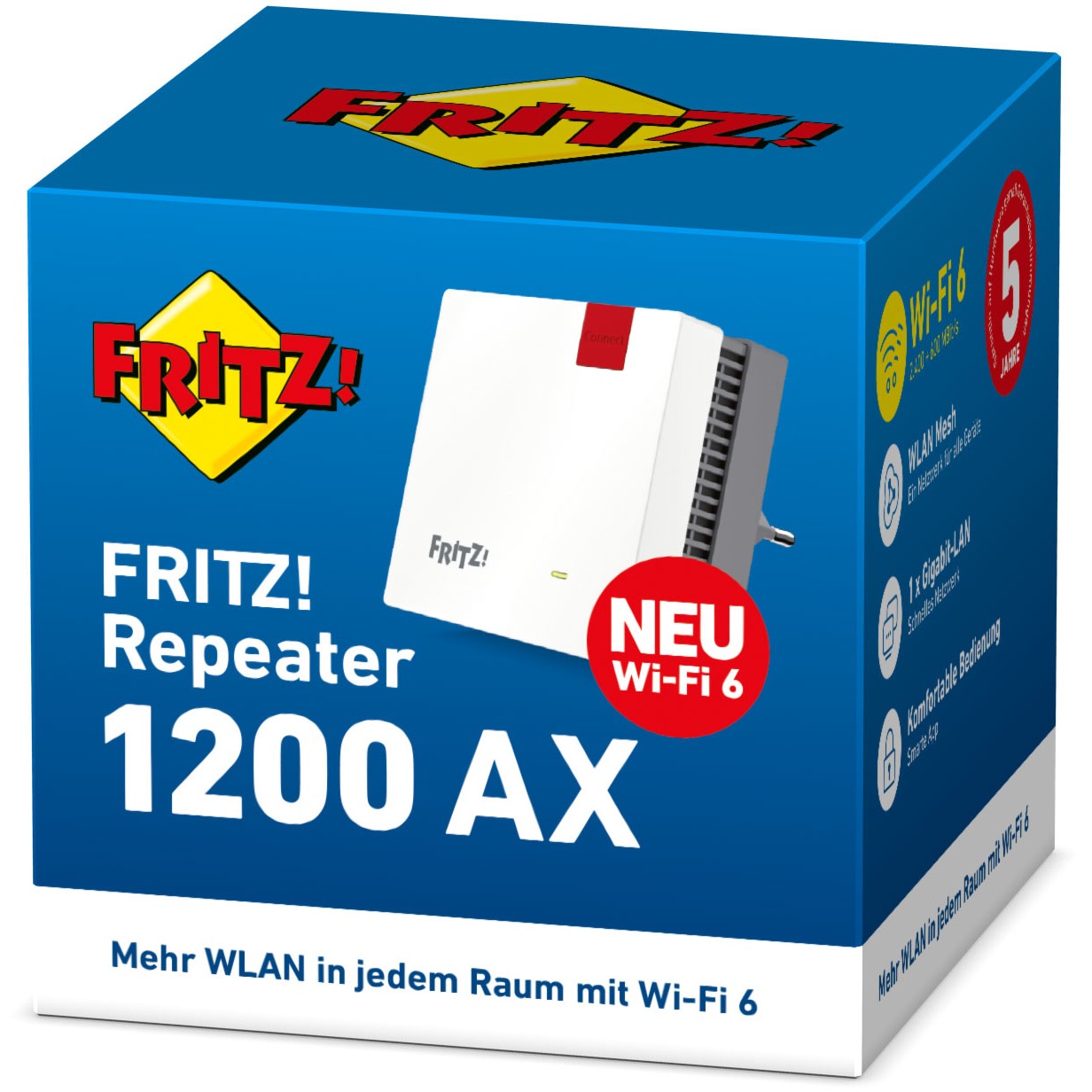 FRITZ!Repeater 1200 AX 3000 Mbit/s Eingebauter Ethernet-Anschluss WLAN Weiß 1 Stück(e)