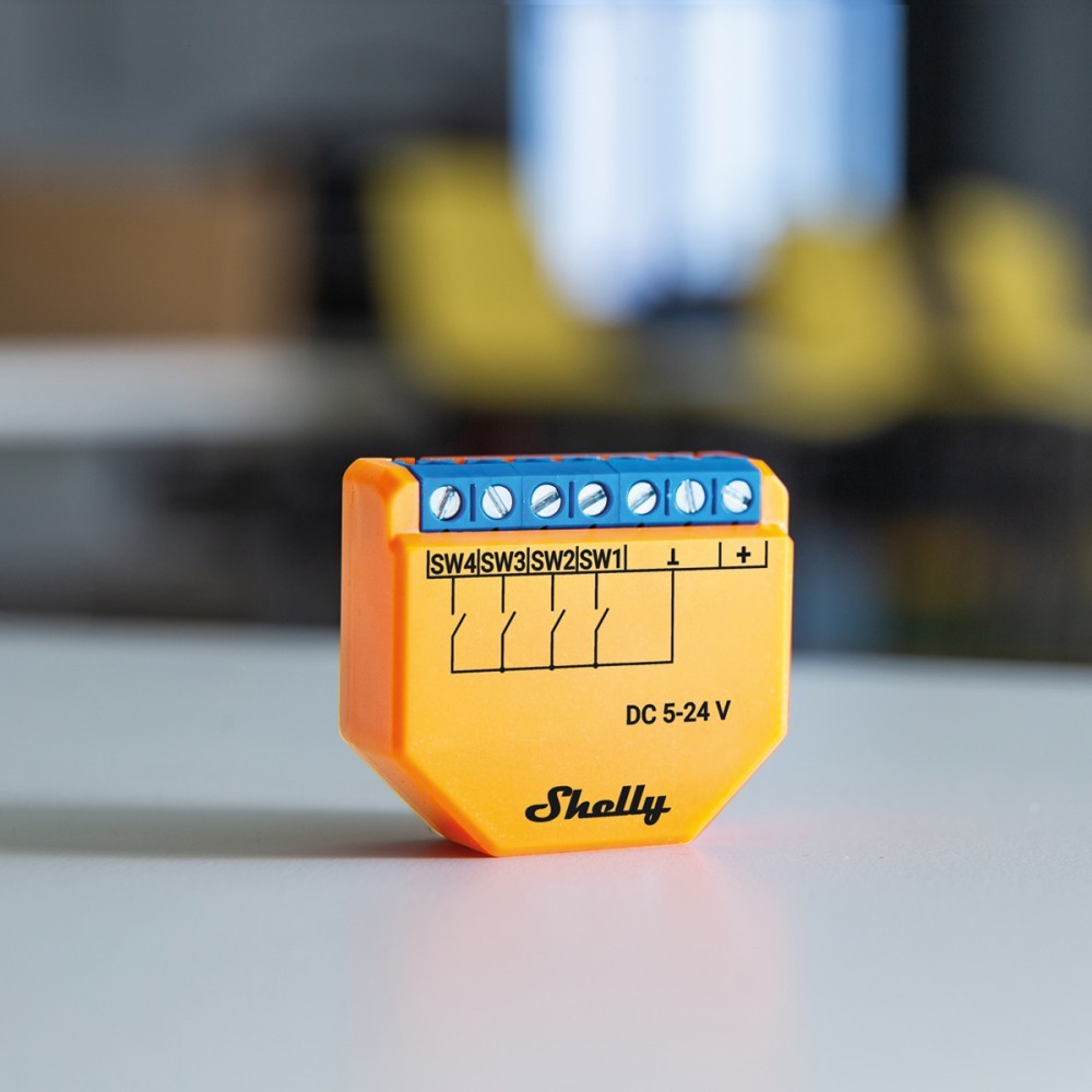 Shelly Plus i4 DC Leistungsrelais Orange
