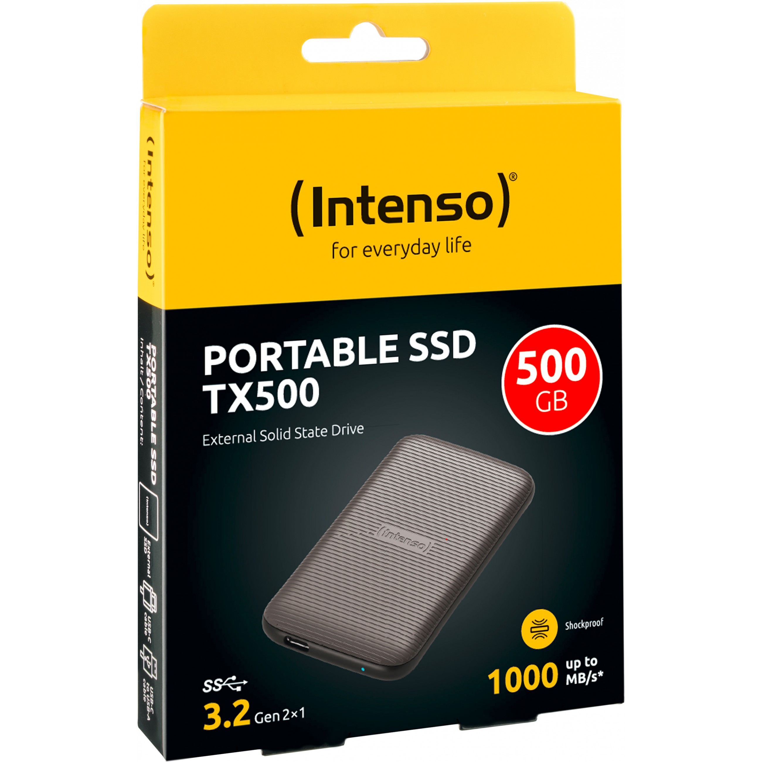 500GB Intenso TX500 Portable USB 3.2 Black