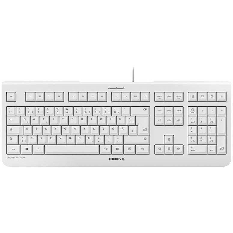CHERRY KC 1000, Kabelgebundene Tastatur, Weiß Grau, USB (QWERTZ - DE)