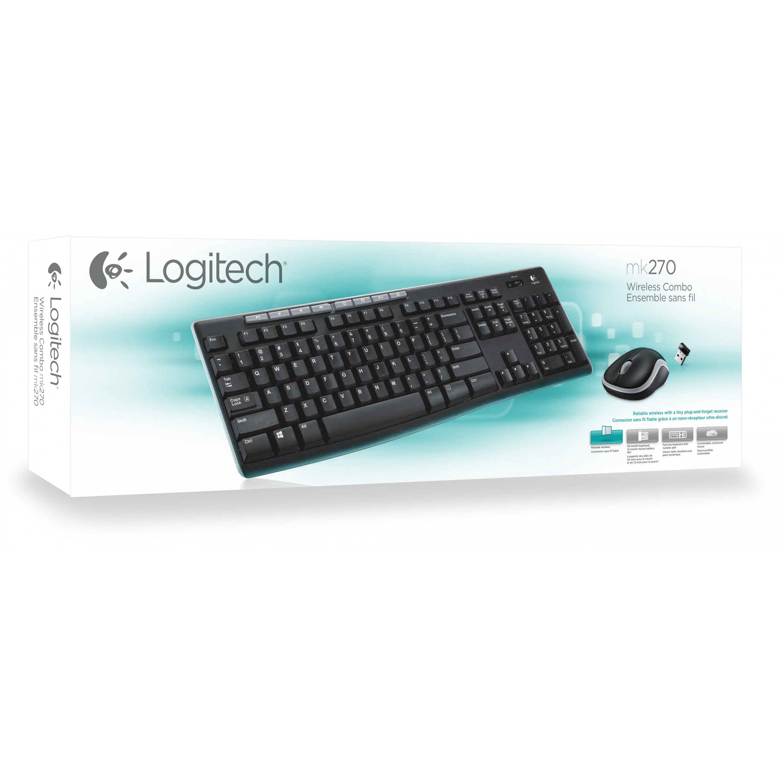 Logitech Wireless Combo MK270 Tastatur Maus enthalten USB QWERTZ Deutsch Schwarz