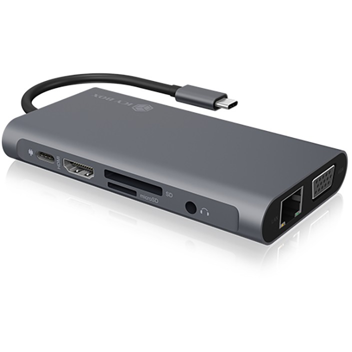 ICY BOX IB-DK4040-CPD Notebook-Dockingstation & Portreplikator Kabelgebunden USB 3.2 Gen 1 (3.1 Gen 1) Type-C Anthrazit, Schwarz