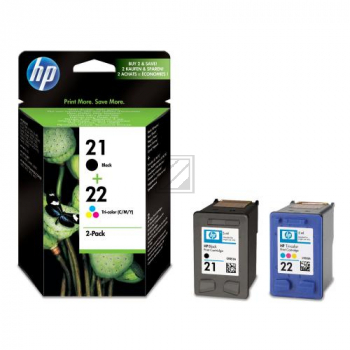 ORIGINAL HP Multipack Schwarz / mehrere Farben SD367AE 21 + 22 2 Tintenpatronen: C9351AE (21) + C9352AE (22)